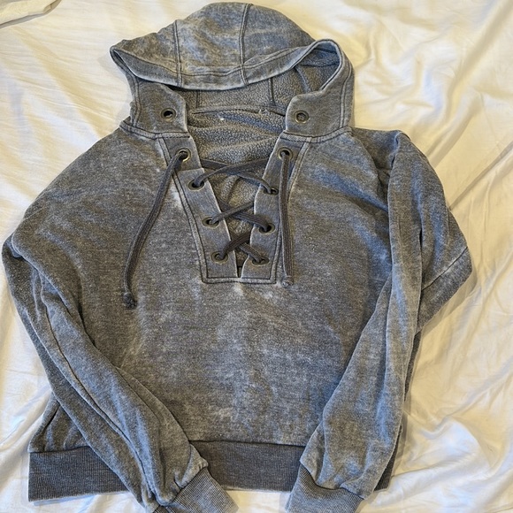 Super soft grey lace-up hopdie. So cute, lightweight, and comfortable - Picture 2 of 4